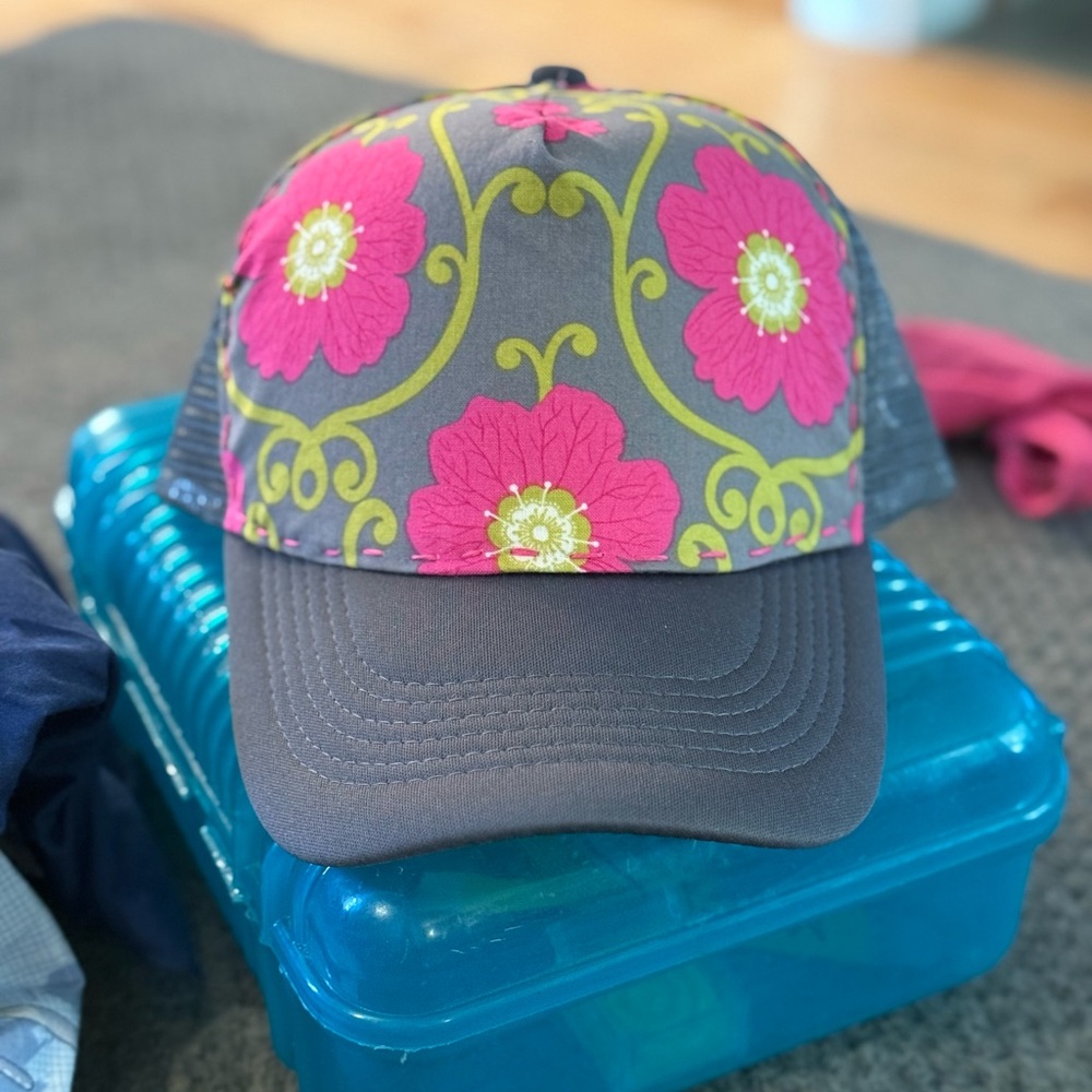 Floral Gray and Pink Cap